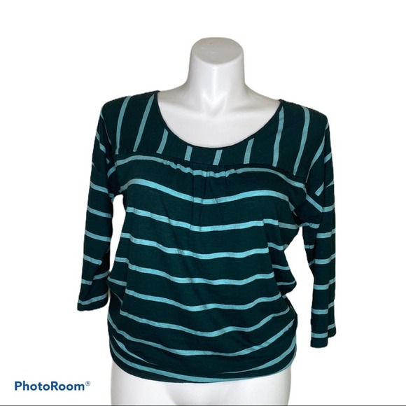 LOFT Tops - Loft L green striped top